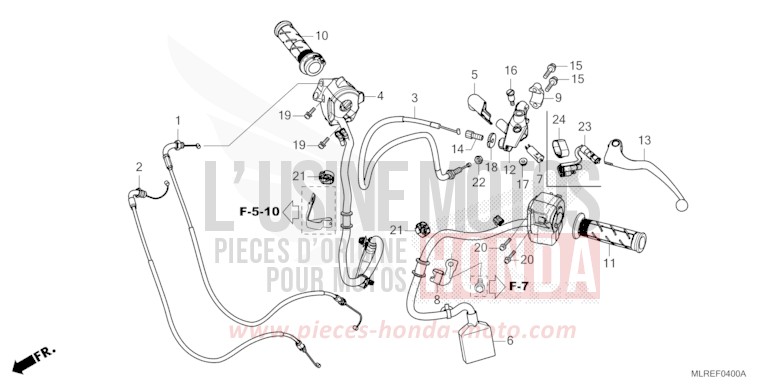 LEVIER DE GUIDON/COMMUTATEUR/CABLE de Hornet 500 PEARL HORIZON WHITE (NHB61) 2026